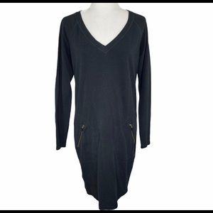 Athleta Enchanted Sweatshirt Dress V-Neck Zippered